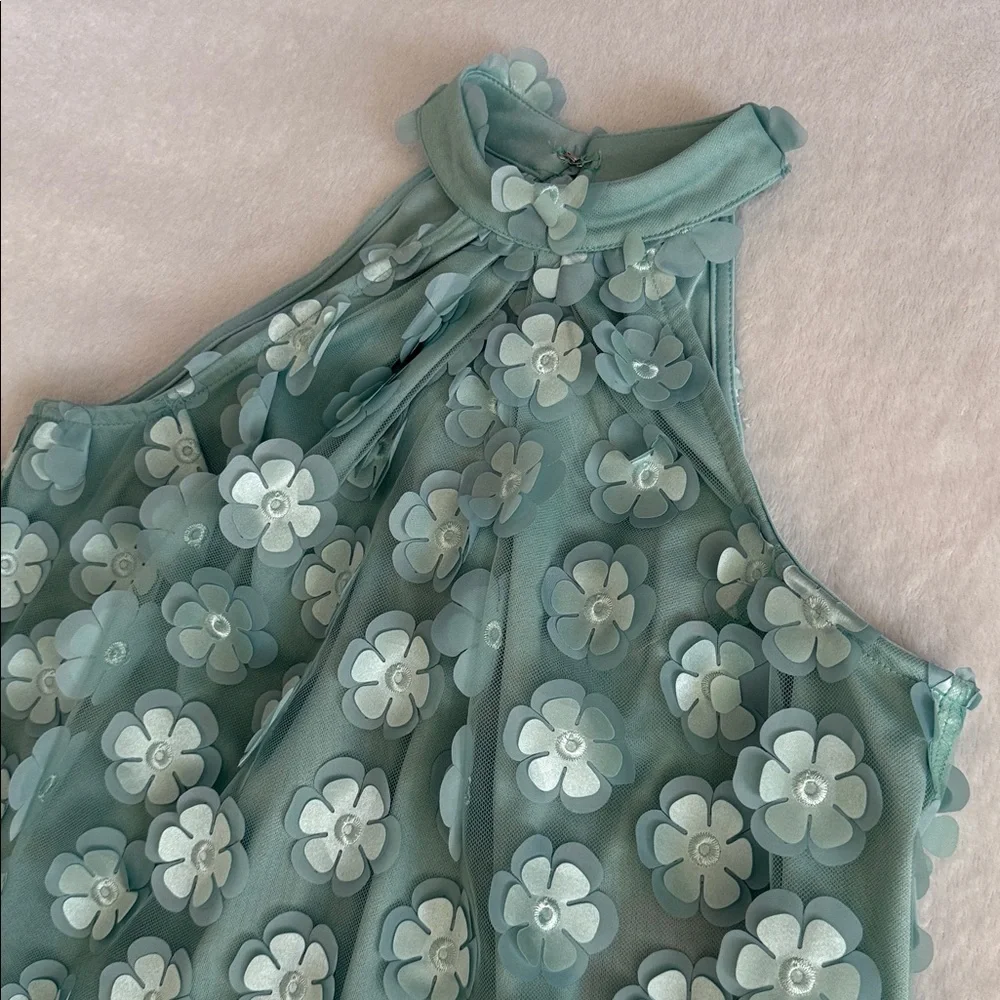 {Anthropologie} Eva Franco | 3D Flower Applique Sleeveless Back Tie Halter Top S - Picture 6 of 16